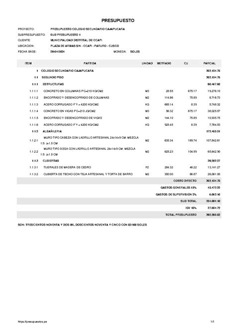Presupuesto - caaaaaaaaaaaaaaaaaaaaaa - PRESUPUESTO PROYECTO