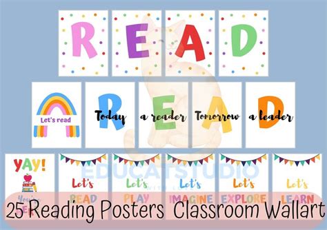 the 25 reading posters classroom wall art