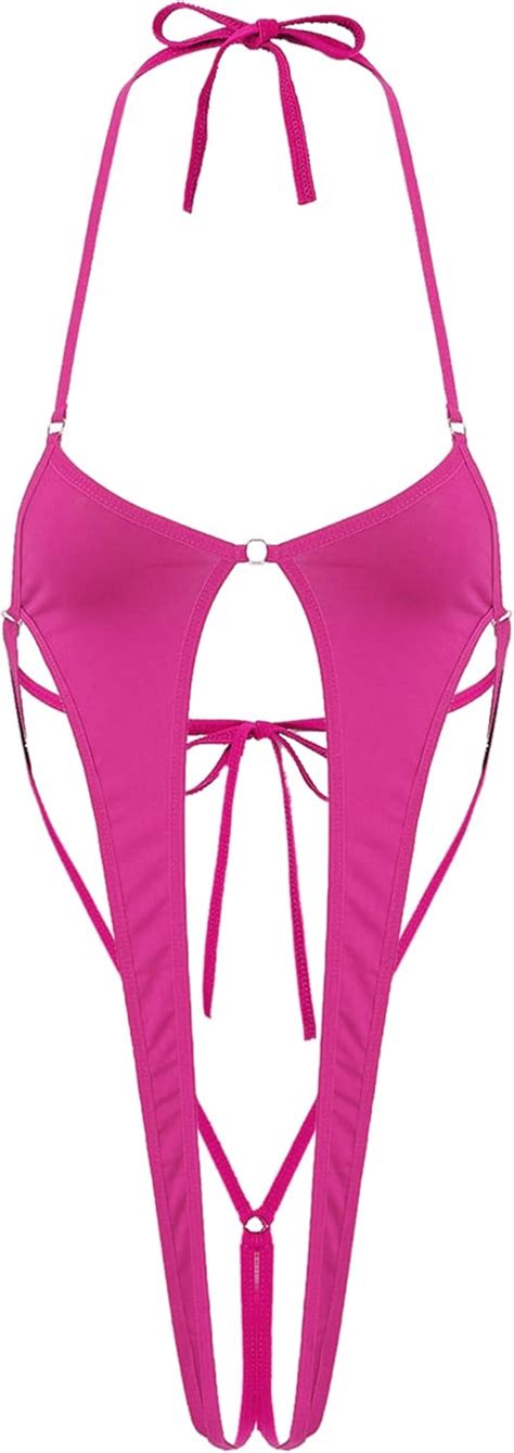 Hularka Women S Sexy One Piece Thong Bikini Swimsuit Lace Up High Cut