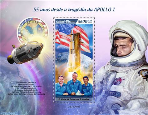 Timbre 2022 Guinea Bissau 55 Years After The Apollo 1 Tragedy 2022