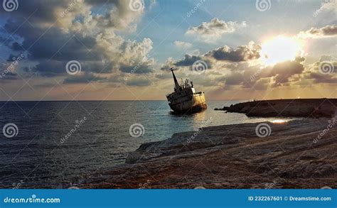 Shipwreck Cyprus Paphos Tanker Paphos Boat Editorial Photo