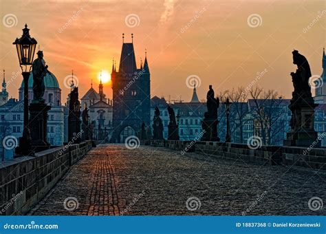 Charles Bridge Prague Sunrise Stock Photo - Image of bohemia, detail ...