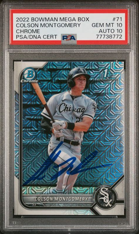 2022 Bowman Chrome Colson Montgomery Auto Mega Box Refractor PSA 10