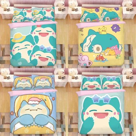 寵物小精靈 卡比獸床單 Pokemon 床笠四件套 四件套 床上用品 床單套裝 傢俬＆家居 床具浴巾 Carousell