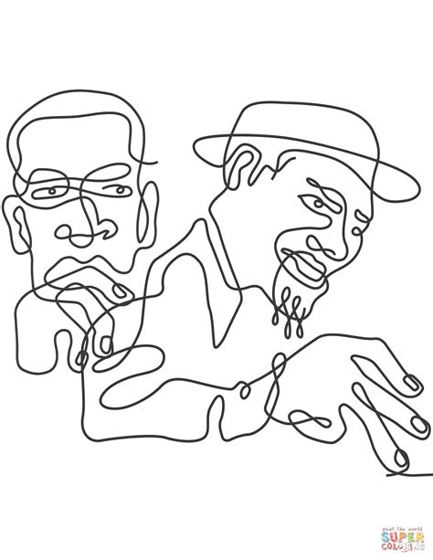 John Coltrane And Thelonious Monk Wire Portrait Coloring Page Free