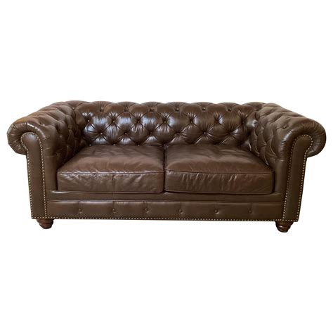 Vintage Leather Tufted Chesterfield Style Sofa C 1930 S At 1stDibs