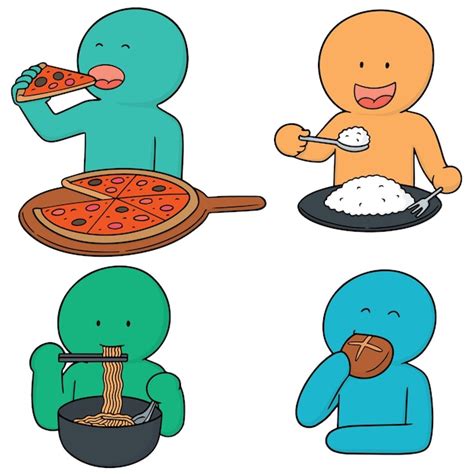 Premium Vector Vector Set Of Man Eating