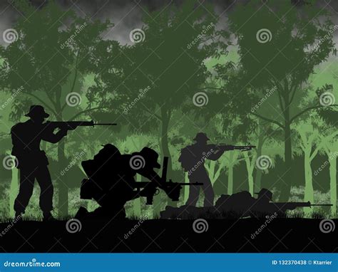 Silhouette Of Australian Soldier In Vietnam War Circa 1966 Stock