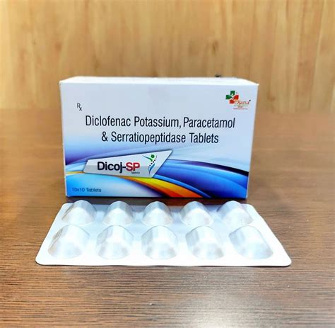 Diclofenac Potassium Paracetamol And Serratiopeptidase Tablets At Rs