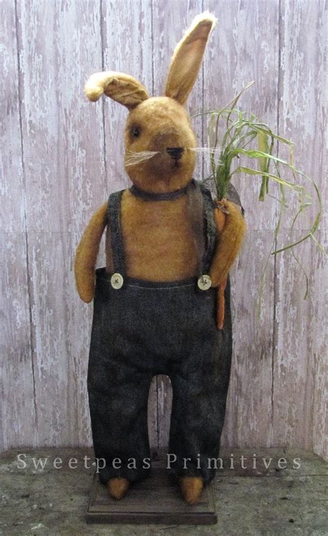 2016 E PATTERN Primitive Folk Art Early Style Bunny Rabbit Etsy