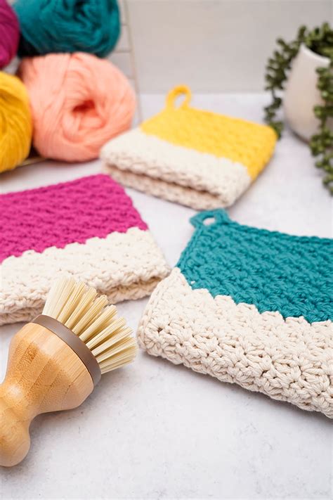 Easy Crochet Dishcloth With Loop Pattern Just Be Crafty