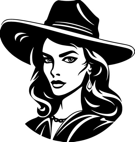 Cowgirl Black And White Isolated Icon Vector Illustration 26708130