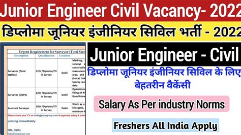 Junior Engineer Civil Vacancy Je Job Vacancy Latest