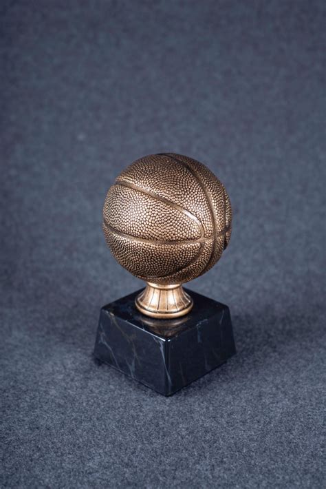 Antique Gold Basketball Trophy on Marble Base - Edmond Trophy