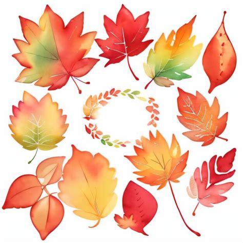 Premium Ai Image Watercolor Fall Leaves Clipart