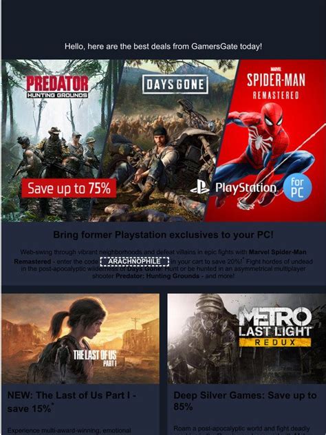 GamersGate Save Big On Spider Man Days Gone And More Extra