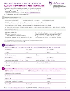 Fillable Online The Myfembree Support Program Patient Start Form Fax