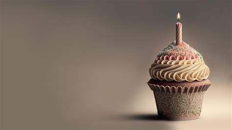 Premium Photo Colorful Cupcake With Lit Candle 3d Rendering