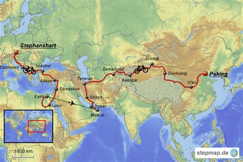 StepMap Seidenstraße Landkarte für Welt