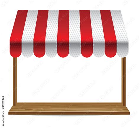 Store Window With Striped Awning Vector Illustration Stock Vector