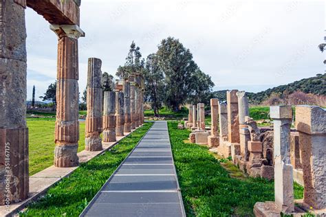 Temple Of Artemis In Archaeological Site Of Brauron Attica Greece