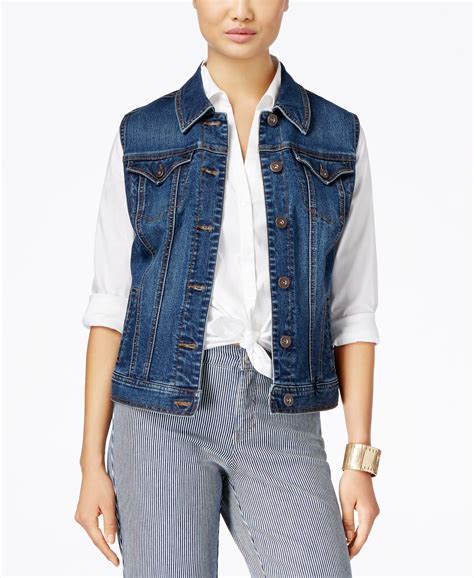 Style And Co Mosaic Wash Denim Vest Only At Macys Jackets And Blazers