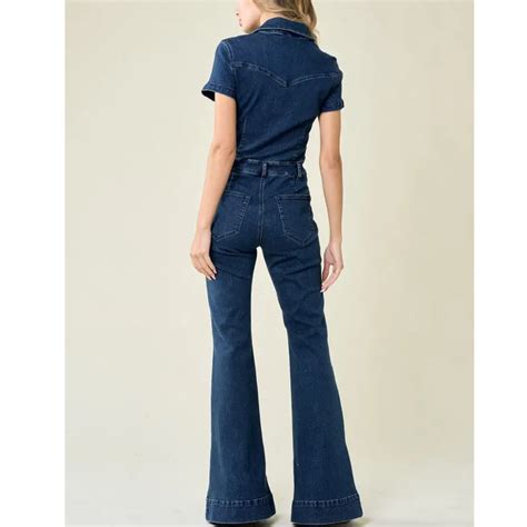 Georgia Grace Bellbottom Denim Jumpsuit - Sara Jane Boutique