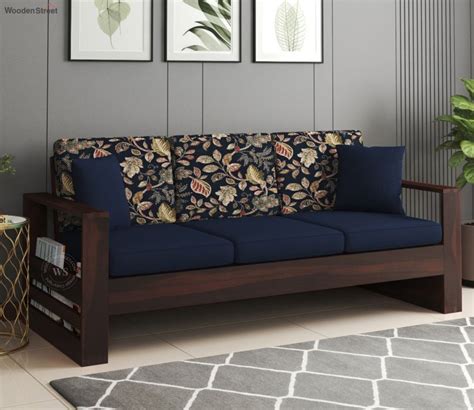 Buy Winster Wooden Sofa Set Walnut Indigo Dusky Leaf At Off