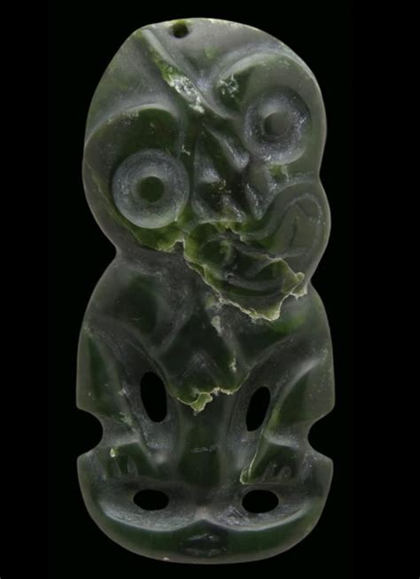 Rare Early 19th Century Greenstone Hei Tiki New Zealand Maori Tribal