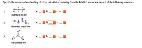 Solved Specify The Number Of Nonbonding Electron Pairs That Are