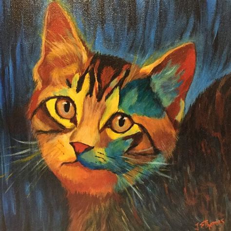 Abstract Cat Painting, Grasshill Art Studio | Painting, Original ...