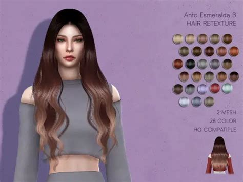 The Sims Resource Anto`s Esmeralda Hair Retextured By Lisaminicatsims