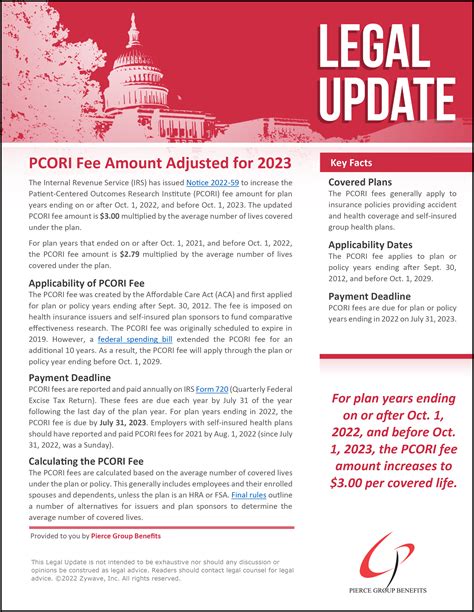 Pcori Fee Amount Adjusted For Pierce Group Benefits