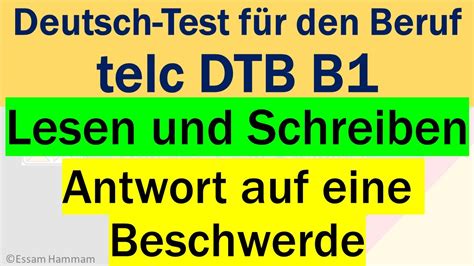 Dtb B1 Deutsch Test Für Den Beruf B1 Lesen Und Schreiben Eine E Mail Schreiben Youtube