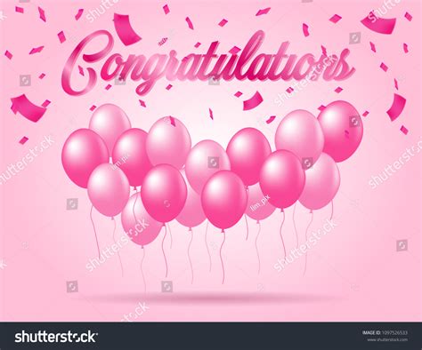 Congratulations Card Design Pink Balloons Pink เวกเตอร์สต็อก ปลอดค่า