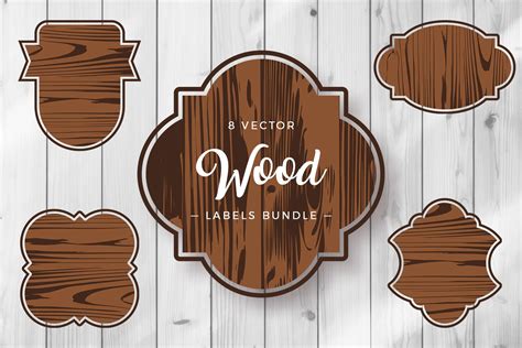 Wood Labels Clipart Vector Set 1083168 Illustrations Design Bundles