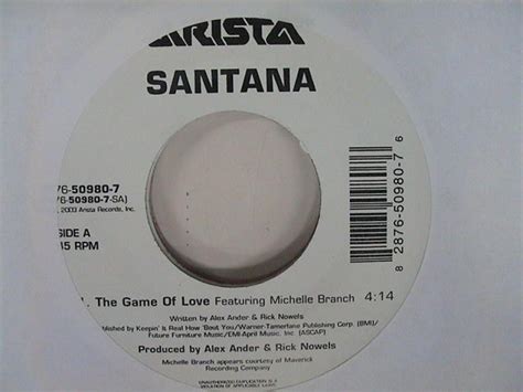 Santana Featuring Michelle Branch The Game Of Love レコード通販買取はサウンドファインダー