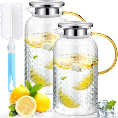 Amazon Tioncy Pcs Oz Glass Pitcher Water Pitcher With Lid And