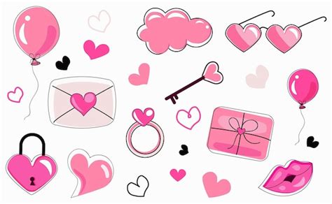 Premium Vector Hand Drawn Valentines Day Sticker Element Collection