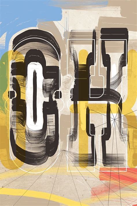 An Abstract Painting With The Word Go Written In White And Black On Top