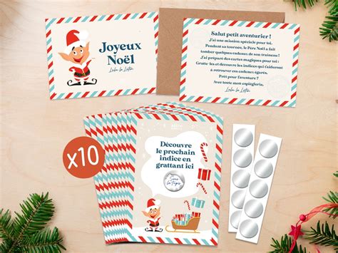 Kit de 10 Cartes Chasse au Trésor de Noël à Gratter Jeu de Etsy France