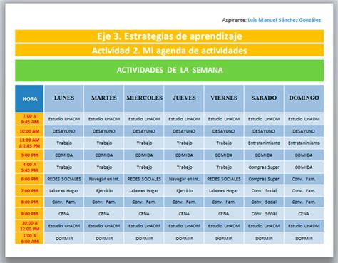 Estudiando En La Unadm Mi Agenda De Actividades