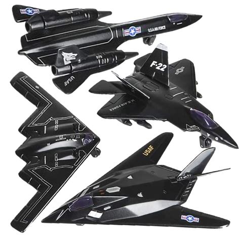 Artcreativity Diecast Stealth Bomber Toy Jets With Pullback Mechanism