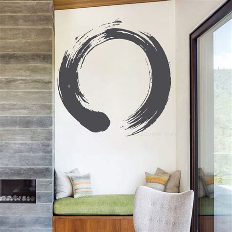 Funny Wall Sticker Vinyl Creative Circle Enso Zen Buddhasim Calligraphy