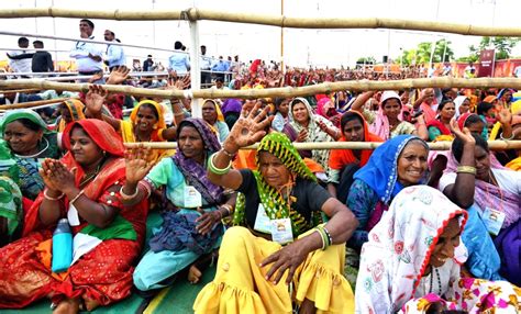 Banswara Women Supporters At The Mangarh Dham Ki Gaurav Gatha Programme