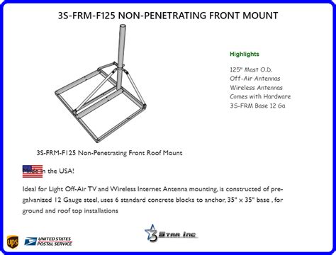 3S FRM F125 Non Penetrating Front Mount W 60 X 1 25 Mast