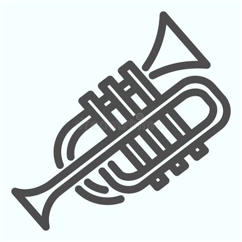 Trumpet Line Icon Brass Musical Instrument With Flared Bell Outline