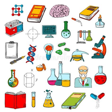 Physik Chemie Medizinwissenschafts Forschungsikone Vektor Abbildung