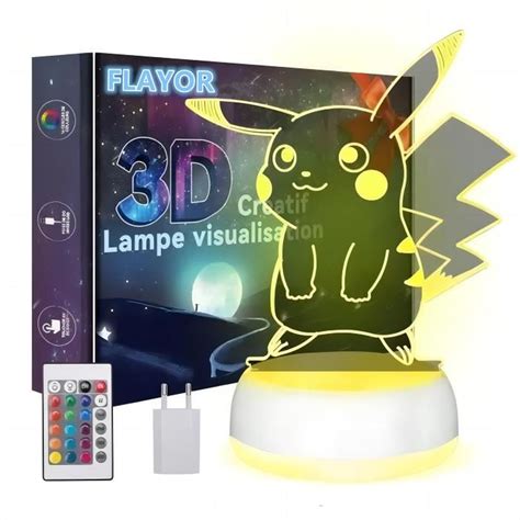 Pikachu Lampe De Nuit Pokemon Lampe De Chevet Led T L Commande