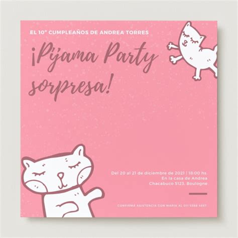 Plantillas De Invitaciones Para Pijamadas Gratis Canva